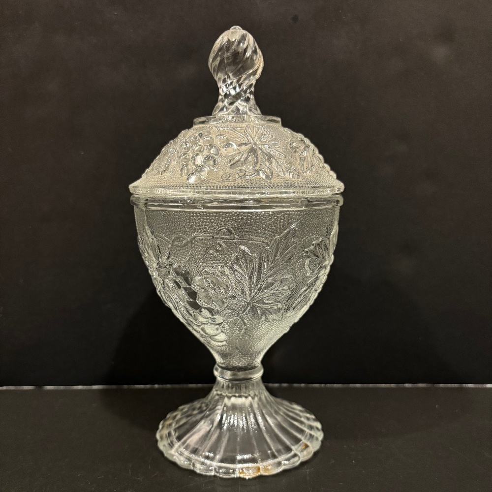 Vtg Federal Glass Pedestal Candy/Nut Dish w/Lid
